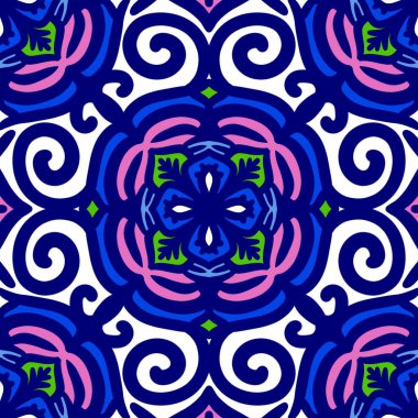 Retro geometrik desen tekrarlanıyor. Kumaş izi. Damask tarzı, kusursuz arkaplan, mozaik süs, klasik tarz. Kumaşlardaki parmak izleri için tasarım