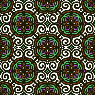 Retro geometrik desen tekrarlanıyor. Kumaş izi. Damask tarzı, kusursuz arkaplan, mozaik süs, klasik tarz. Kumaşlardaki parmak izleri için tasarım