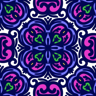 Retro geometrik desen tekrarlanıyor. Kumaş izi. Damask tarzı, kusursuz arkaplan, mozaik süs, klasik tarz. Kumaşlardaki parmak izleri için tasarım