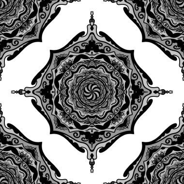 Mandala, klasik dekoratif elementler, renkli kabile süslerine sahip etnik mandala, İslam, Türkçe, Arapça, Hint, sedirli desenli, kumaş ya da kağıt üzerine basılmaya uygun desenler..