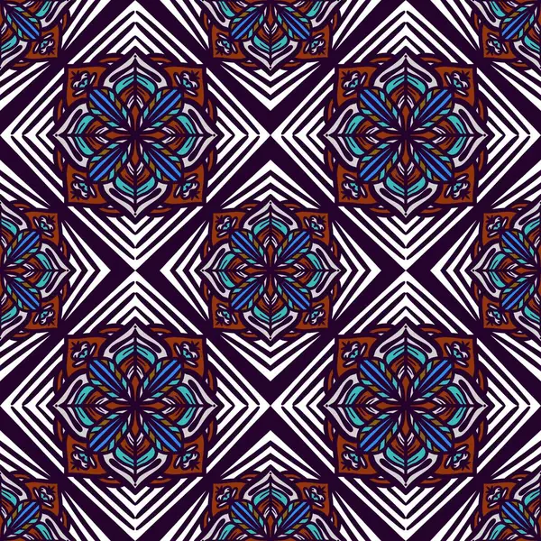 Seamless pattern flower with mandala, vintage decorative elements, vintage decorative elements illustration, Ethnic mandala with colorful tribal ornaments
