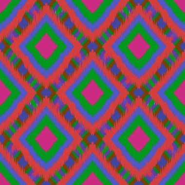 Ikat geometrik folklor süsü. Kabile etnik yapısı. Aztek tarzında kusursuz çizgili desen. Şekil kabile nakışı. Hint, İskandinav, Çingene, Meksikalı, halk modeli..