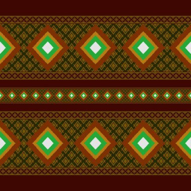 Ikat geometrik folklor süsü. Kabile etnik dokusu. Aztek tarzında kusursuz çizgili desen. Şekil kabile nakışı. Hint, İskandinav, Çingene, Meksika, kilise desenli..