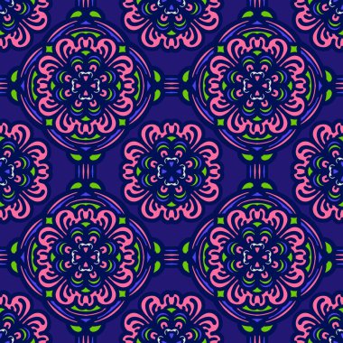 Retro geometrik desen tekrarlanıyor. Kumaş izi. Damask tarzı, kusursuz arkaplan, mozaik süs, klasik tarz. Kumaşlardaki parmak izleri için tasarım