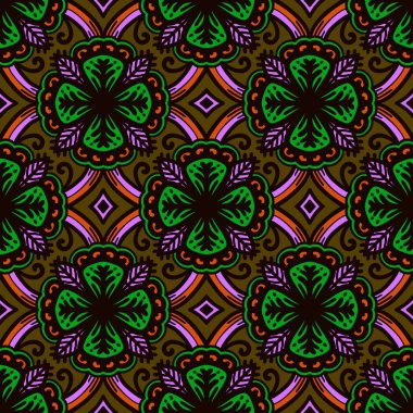 Retro geometrik desen tekrarlanıyor. Kumaş izi. Damask tarzı, kusursuz arkaplan, mozaik süs, klasik tarz. Kumaşlardaki parmak izleri için tasarım