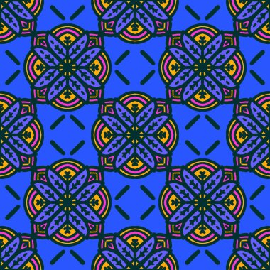 Retro geometrik desen tekrarlanıyor. Kumaş izi. Damask tarzı, kusursuz arkaplan, mozaik süs, klasik tarz. Kumaşlardaki parmak izleri için tasarım