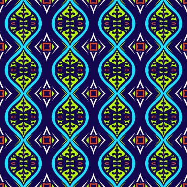 Her türlü kumaş ve tekstil, duvar kâğıdı, ambalaj, Renkli Etnik Soyut Şablon Şablonu 'na uygun kusursuz desenler, Geleneksel, Etnik, Arapça, Türkçe, Hint desenleri