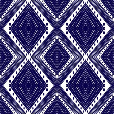 Ikat geometrik folklor süsü, kabile etnik dokusu. Aztek tarzında kusursuz çizgili desen, şekil nakış, İskandinav deseni, Ikat deseni.