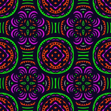 Kusursuz geometrik folklor süsü, kabile etnik dokusu. Aztek tarzında kusursuz çizgili desen, şekil nakış, İskandinav deseni, Ikat deseni.