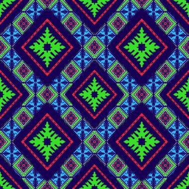 Kusursuz geometrik folklor süsü, kabile etnik dokusu. Aztek tarzında kusursuz çizgili desen, şekil nakış, İskandinav deseni, Ikat deseni.