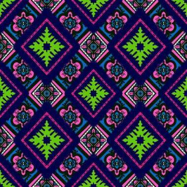 Kusursuz geometrik folklor süsü, kabile etnik dokusu. Aztek tarzında kusursuz çizgili desen, şekil nakış, İskandinav deseni, Ikat deseni.