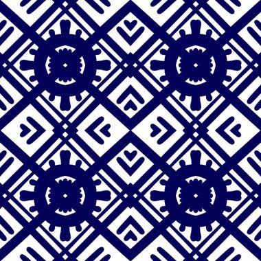 Kusursuz geometrik folklor süsü, kabile etnik dokusu. Aztek tarzında kusursuz çizgili desen, şekil nakış, İskandinav deseni, Ikat deseni.