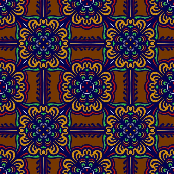 Retro geometrik desen tekrarlanıyor. Kumaş izi. Damask tarzı, kusursuz arkaplan, mozaik süs, klasik tarz. Kumaşlardaki parmak izleri için tasarım