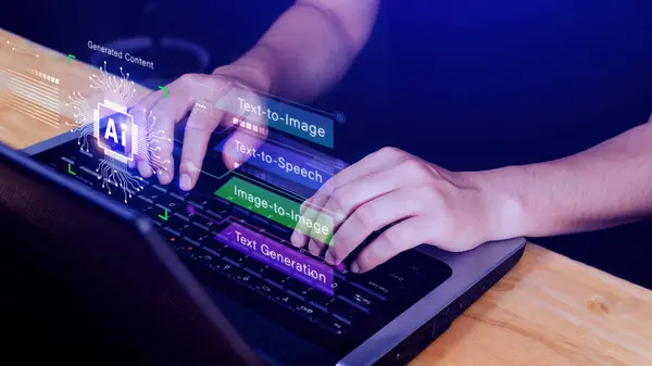 Ai teknolojisi, Chatgpt Sohbeti 'ni yapay zeka, yapay zeka, görsel metin, konuşma, akıllı yapay zeka ile sanal grafik küresel internet bağlantısı kullanarak bir şeyler üretmek için komut komutu kullanmak, geleceksel teknoloji dönüşümü..