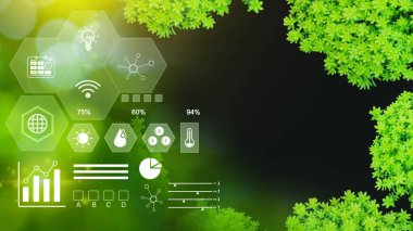 Infographics akıllı çiftçilik ve görsel ikon ile hassas tarım, akıllı tarım sistemi için icat teknolojisi, tarım yönetimi, akıllı teknoloji kavramı modern teknoloji.