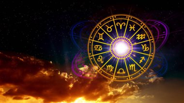 Astroloji ve burç kavramı, burç çarkının içindeki kişi, yıldız çemberi, astroloji, gökyüzü bilgisi, evrenin gücü....