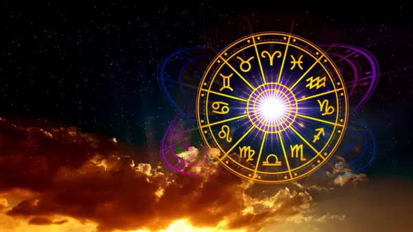 Astroloji ve burç kavramı, burç çarkının içindeki kişi, yıldız çemberi, astroloji, gökyüzü bilgisi, evrenin gücü....