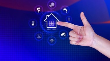 Akıllı ev teknolojisi, Kullanıcı sanal ekrana dokunur güvenlik, aydınlatma, sıcaklık, akıllı ev ve birçok konsept gibi akıllı ev özelliklerini yönetir.