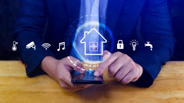 Akıllı ev teknolojisi, Kullanıcı sanal ekrana dokunur güvenlik, aydınlatma, sıcaklık, akıllı ev ve birçok konsept gibi akıllı ev özelliklerini yönetir.