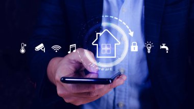 Akıllı ev teknolojisi, Kullanıcı sanal ekrana dokunur güvenlik, aydınlatma, sıcaklık, akıllı ev ve birçok konsept gibi akıllı ev özelliklerini yönetir.