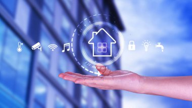 Akıllı ev teknolojisi, Kullanıcı sanal ekrana dokunur güvenlik, aydınlatma, sıcaklık, akıllı ev ve birçok konsept gibi akıllı ev özelliklerini yönetir.