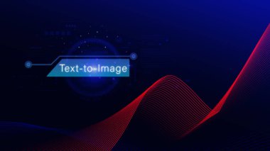 Ai teknik metinden görüntüye, yapay zeka ile sanal grafik, komut komutu kullanarak bir şey üretmek, gelecekçi teknoloji dönüşümü.