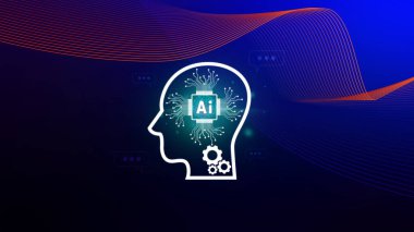 Ai teknolojisi, sanal grafik küresel internet bağlantısı yapay zeka, komut komutu kullanarak bir şeyler üretmek, gelecekçi teknoloji dönüşümü.