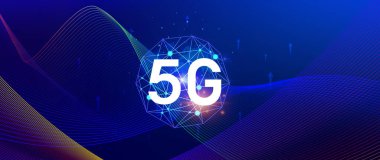 5G arka plan ağ kavramı, birbiriyle bağlantılı 5G sembollü holografik dijital küre, modern iş ve iletişim 5G teknolojisi, dijital dönüşüm.