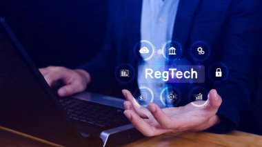 Regtech, Düzenleyici teknoloji konsepti, teknoloji, düzenleyici izleme, raporlama ve uyum yoluyla finans endüstrisiyle düzenleyici süreçlerin yönetimi, makine öğrenme teknolojisi.