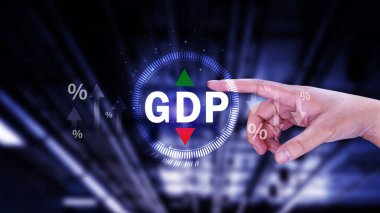 GSYİH iş konsepti, GSYİH Gayrisafi Yurtiçi Hasıla Gayri Safi Yurtiçi Hasıla Geliştirme konsepti, Ok ve Çizelgeler, ülke için hazırlanan ekonominin büyüklüğü için iş büyüme tedbiri.