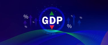 GSYİH iş konsepti, GSYİH Gayrisafi Yurtiçi Hasıla Gayri Safi Yurtiçi Hasıla Geliştirme konsepti, Ok ve Çizelgeler, ülke için hazırlanan ekonominin büyüklüğü için iş büyüme tedbiri.