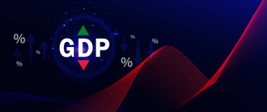 GSYİH iş konsepti, GSYİH Gayrisafi Yurtiçi Hasıla Gayri Safi Yurtiçi Hasıla Geliştirme konsepti, Ok ve Çizelgeler, ülke için hazırlanan ekonominin büyüklüğü için iş büyüme tedbiri.