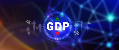 GSYİH iş konsepti, GSYİH Gayrisafi Yurtiçi Hasıla Gayri Safi Yurtiçi Hasıla Geliştirme konsepti, Ok ve Çizelgeler, ülke için hazırlanan ekonominin büyüklüğü için iş büyüme tedbiri.