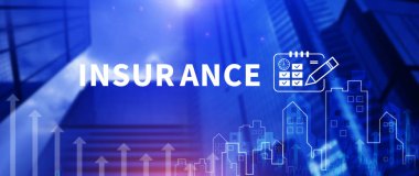 Konsept Çevrimiçi Sigorta, sigorta ve sigorta ikonları aile sağlığı gayrimenkul otomobili ve risk yönetimi konsepti için finans, Çevrimiçi sigorta.