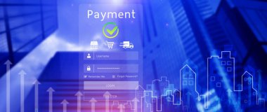 Dijital çevrimiçi ödeme kavramı, çevrimiçi ödeme ve alışveriş çevrimiçi ödeme, bankacılık, para transferi doğrulandı, konsept çevrimiçi bankacılık, ödeme transferi.