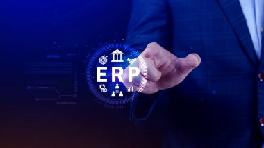 ERP Kavramı, Girişim kaynak planlama kavramı, sanal ekranda ERP sisteminin analizi, iş zekası, HR ve CRM modülleri arasındaki bağlantılar.