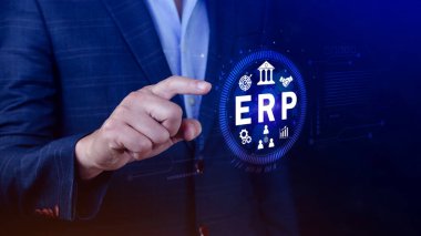 ERP Kavramı, Girişim kaynak planlama kavramı, sanal ekranda ERP sisteminin analizi, iş zekası, HR ve CRM modülleri arasındaki bağlantılar.