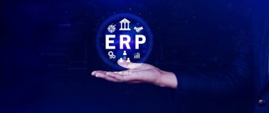 ERP Kavramı, Girişim kaynak planlama kavramı, sanal ekranda ERP sisteminin analizi, iş zekası, HR ve CRM modülleri arasındaki bağlantılar.