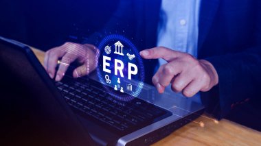 ERP Kavramı, Girişim kaynak planlama kavramı, sanal ekranda ERP sisteminin analizi, iş zekası, HR ve CRM modülleri arasındaki bağlantılar.