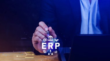 ERP Kavramı, Girişim kaynak planlama kavramı, sanal ekranda ERP sisteminin analizi, iş zekası, HR ve CRM modülleri arasındaki bağlantılar.