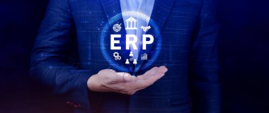 ERP Kavramı, Girişim kaynak planlama kavramı, sanal ekranda ERP sisteminin analizi, iş zekası, HR ve CRM modülleri arasındaki bağlantılar.