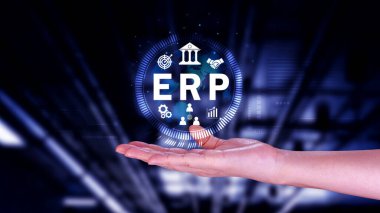 ERP Kavramı, Girişim kaynak planlama kavramı, sanal ekranda ERP sisteminin analizi, iş zekası, HR ve CRM modülleri arasındaki bağlantılar.