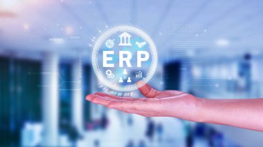 ERP Kavramı, Girişim kaynak planlama kavramı, sanal ekranda ERP sisteminin analizi, iş zekası, HR ve CRM modülleri arasındaki bağlantılar.