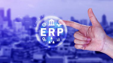 ERP Kavramı, Girişim kaynak planlama kavramı, sanal ekranda ERP sisteminin analizi, iş zekası, HR ve CRM modülleri arasındaki bağlantılar.