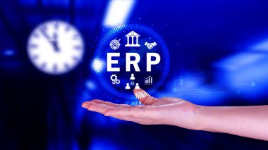 ERP Kavramı, Girişim kaynak planlama kavramı, sanal ekranda ERP sisteminin analizi, iş zekası, HR ve CRM modülleri arasındaki bağlantılar.