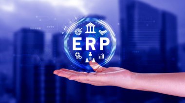 ERP Kavramı, Girişim kaynak planlama kavramı, sanal ekranda ERP sisteminin analizi, iş zekası, HR ve CRM modülleri arasındaki bağlantılar.