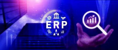 ERP Kavramı, Girişim kaynak planlama kavramı, sanal ekranda ERP sisteminin analizi, iş zekası, HR ve CRM modülleri arasındaki bağlantılar.