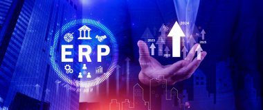 ERP Kavramı, Girişim kaynak planlama kavramı, sanal ekranda ERP sisteminin analizi, iş zekası, HR ve CRM modülleri arasındaki bağlantılar.