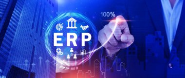 ERP Kavramı, Girişim kaynak planlama kavramı, sanal ekranda ERP sisteminin analizi, iş zekası, HR ve CRM modülleri arasındaki bağlantılar.