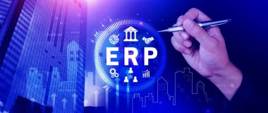 ERP Kavramı, Girişim kaynak planlama kavramı, sanal ekranda ERP sisteminin analizi, iş zekası, HR ve CRM modülleri arasındaki bağlantılar.